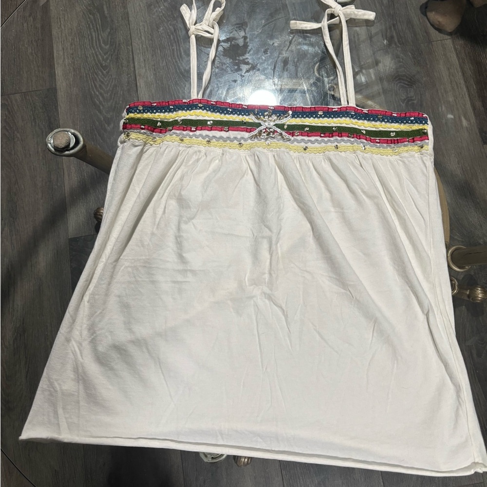 Old Navy White Camisole with Multicolor Trim